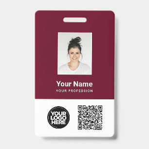 Custom Employee Photo, Qr and Bar Code, Logo, Name ID Badge