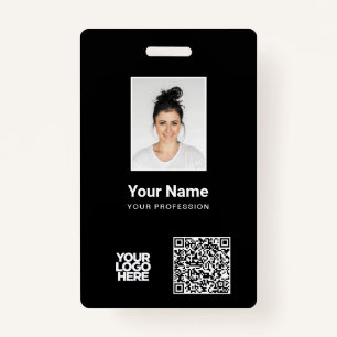 Custom Employee Photo, Qr and Bar Code, Logo, Name ID Badge