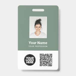Custom Employee Photo, Qr and Bar Code, Logo, Name ID Badge