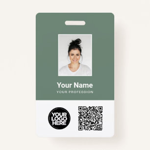 Custom Employee Photo, Qr and Bar Code, Logo, Name ID Badge