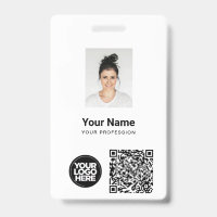 Custom Employee Photo, Qr and Bar Code, Logo, Name