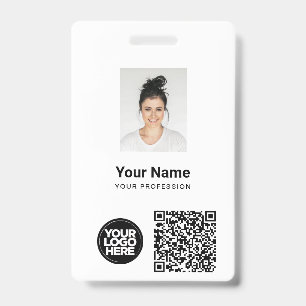 Custom Employee Photo, Qr and Bar Code, Logo, Name ID Badge