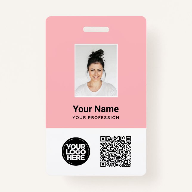 Custom Employee Photo, Qr and Bar Code, Logo, Name ID Badge (Front)