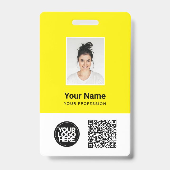 Custom Employee Photo, Qr and Bar Code, Logo, Name ID Badge (Front)