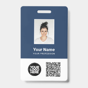 Custom Employee Photo, Qr and Bar Code, Logo, Name ID Badge