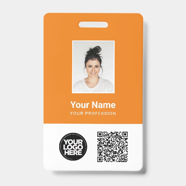 Custom Employee Photo, Qr and Bar Code, Logo, Name ID Badge (Front)