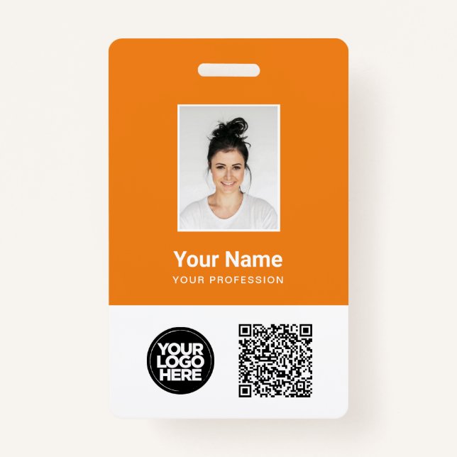 Custom Employee Photo, Qr and Bar Code, Logo, Name ID Badge (Front)