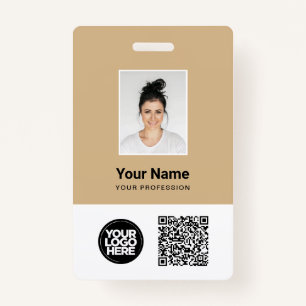 Custom Employee Photo, Qr and Bar Code, Logo, Name ID Badge