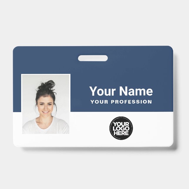 Custom Employee  Photo, Qr Bar Code, Logo, Lanyard ID Badge (Front)