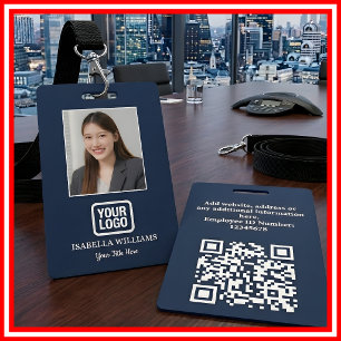 Custom Employee Photo, QR Code, Logo, Name Badge ID Badge