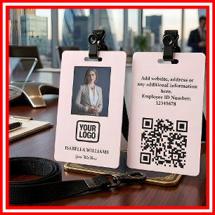 Custom Employee Photo, QR Code, Logo, Name Badge ID Badge