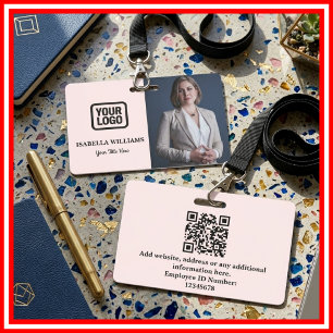 Custom Employee Photo, QR Code, Logo, Name Badge ID Badge