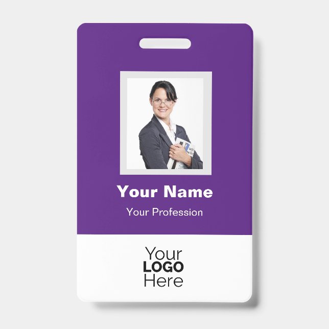 Custom Employee Photo, QR Code, Logo, Name Badge ID Badge (Front)