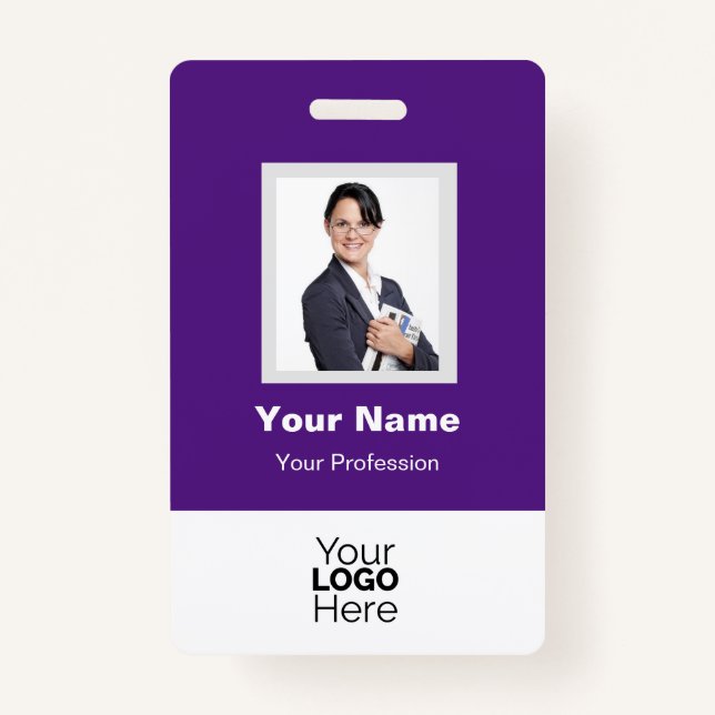 Custom Employee Photo, QR Code, Logo, Name Badge ID Badge (Front)