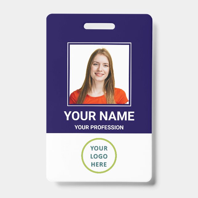 Custom Employee Photo, Qr Code, Logo, Name ID Badge (Front)