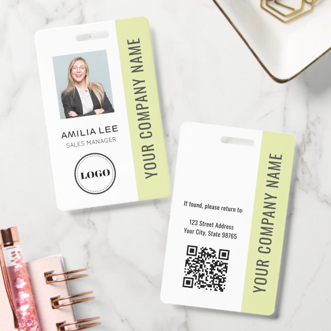 Custom Employee Photo, Qr Code, Logo, Name ID Badge (Office)
