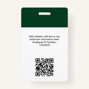 Custom Employee Photo, Qr Code, Logo, Name ID Badge