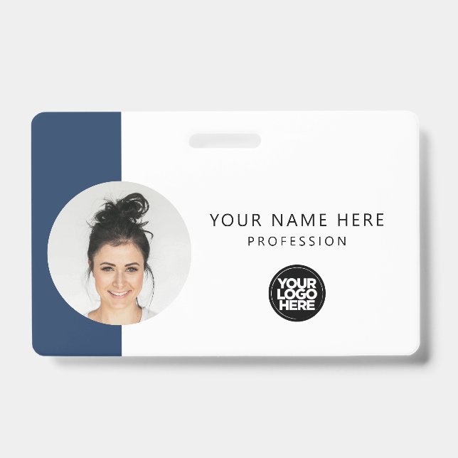 Custom Employee Photo, QR Code, Logo, Name ID Badge (Front)