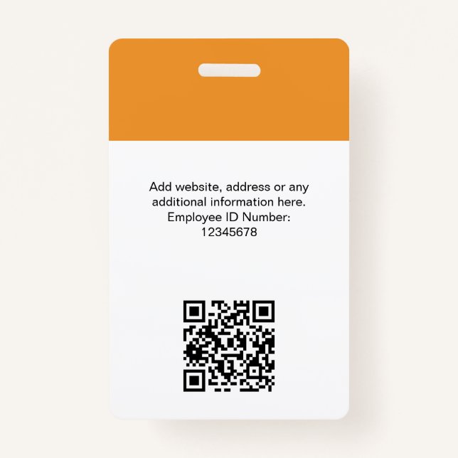 Custom Employee Photo, Qr Code, Logo, Name ID Badge