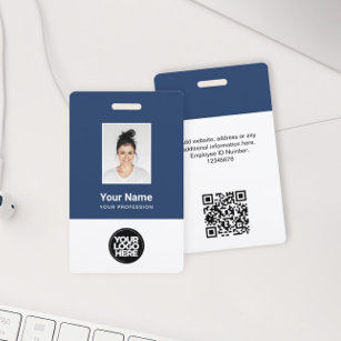 Custom Employee Photo, Qr Code, Logo, Name ID Badge