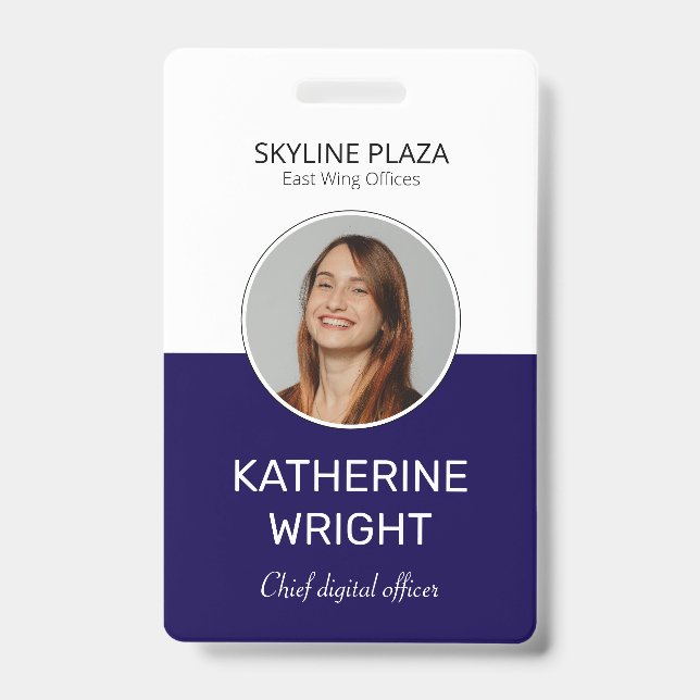 Custom Employee Photo Round ID Name Badge (Front)