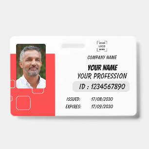Custom Employee Photo, Signature, Logo, Name Badge ID Badge