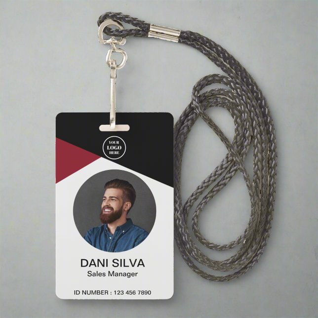 Custom Employee Photo Title & Name Business Logo ID Badge (Creator Uploaded)