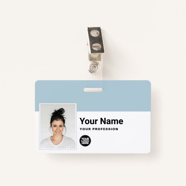 Custom Employee - Professional Business Logo Name ID Badge (Front with Clip)