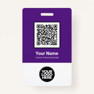 Custom Employee Qr Code Bar Code Logo Name ID Badge