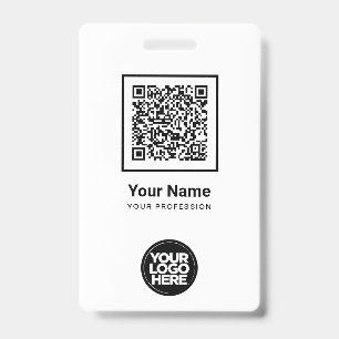 Custom Employee Qr Code Bar Code Logo Name ID Badge