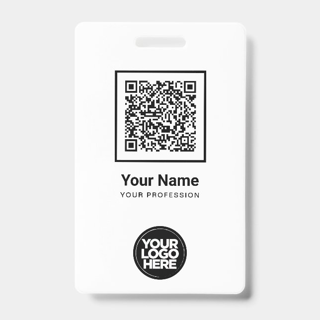 Custom Employee Qr Code Bar Code Logo Name ID Badge (Front)