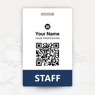Custom Employee Qr Code, Bar Code, Logo, Name ID Badge