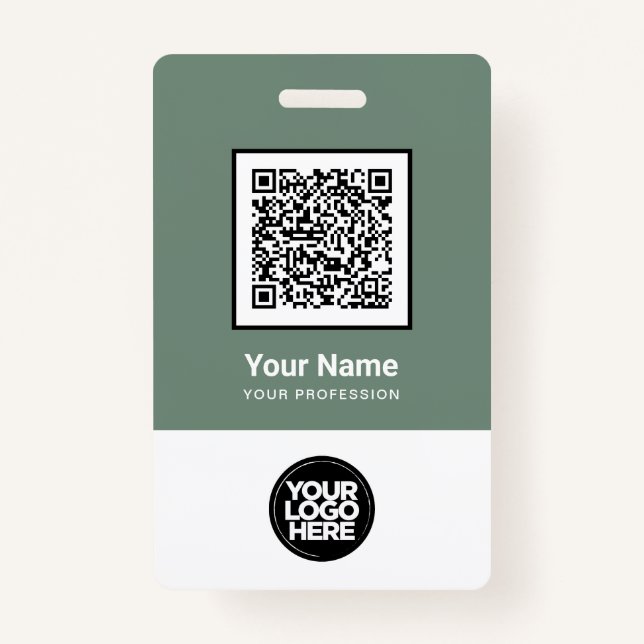 Custom Employee Qr Code Bar Code Logo Name ID Badge (Front)