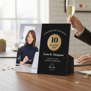 Custom Employee Recognition Photo 10 Year service Plaque