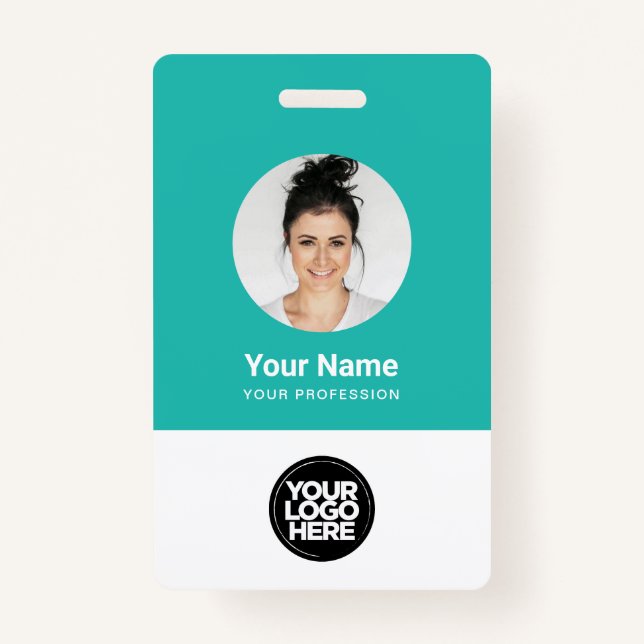 Custom Employee Round Photo Logo Name ID Badge (Front)