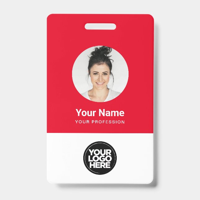 Custom Employee Round Photo Logo Name ID Badge (Front)