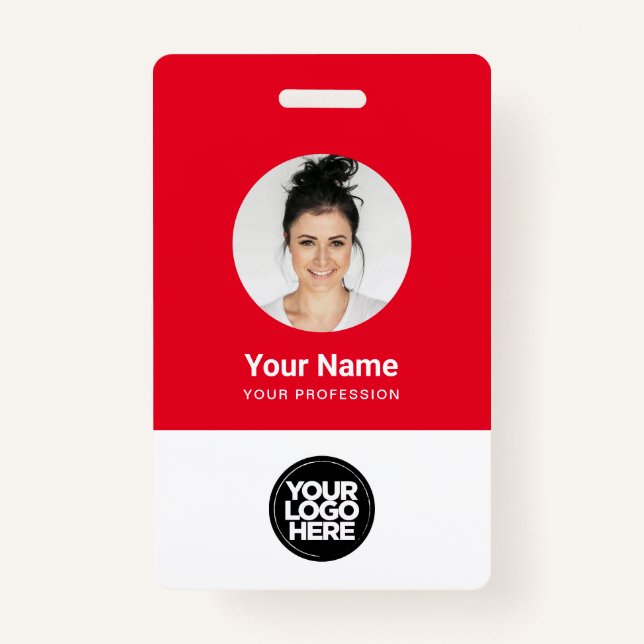 Custom Employee Round Photo Logo Name ID Badge (Front)