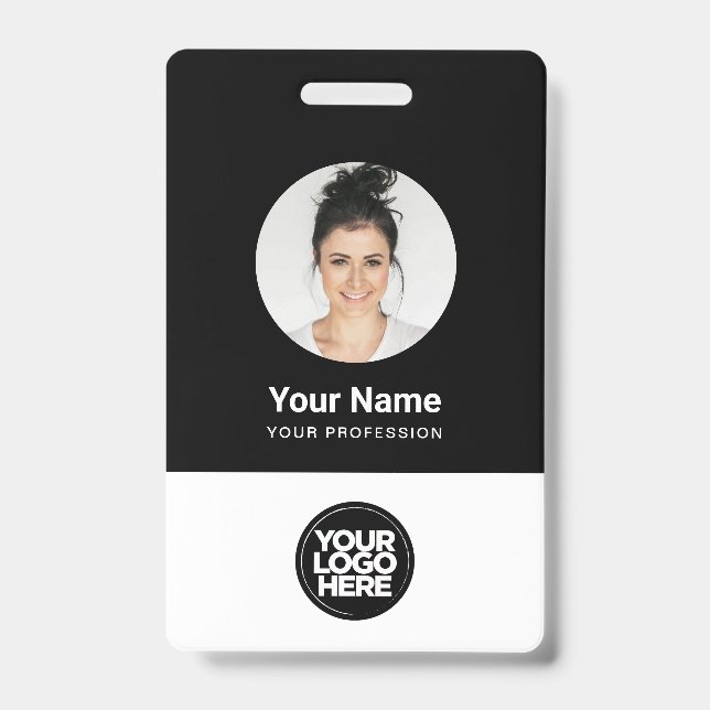 Custom Employee Round Photo Logo Name ID Badge (Front)