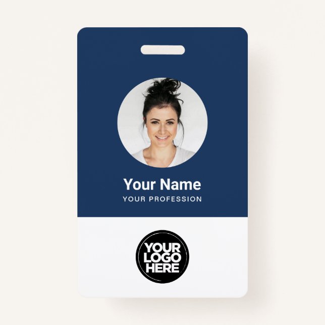 Custom Employee Round Photo Logo Name ID Badge (Front)