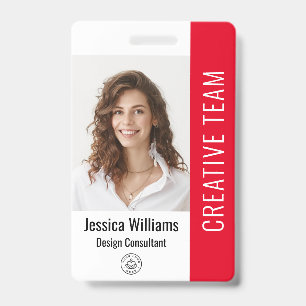 Custom Employee Staff Name Logo Bar Code Photo ID  Badge