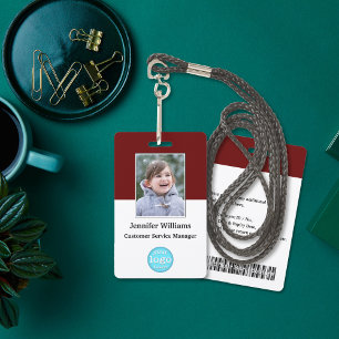 Custom Employee Staff Name Photo Barcode Logo ID Badge
