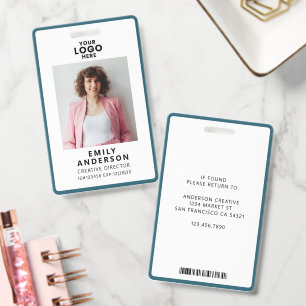 Custom Employee Staff Photo ID   Blue Teal Badge