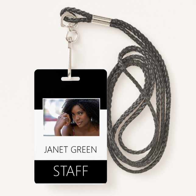 Custom Employee Staff Photo ID Company  ID Badge (Front with Lanyard)
