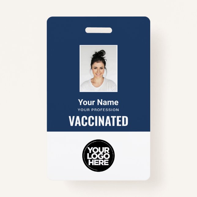 Custom Employee Vaccine Pass Photo Qr Code Logo ID Badge (Front)