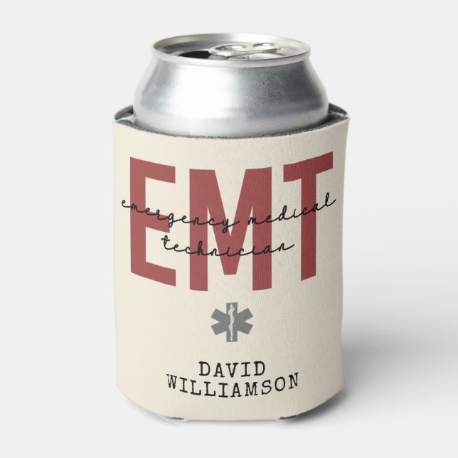 Custom EMT Emergency Medical Technician Can Cooler (Can Front)