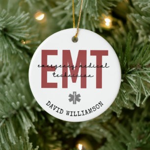 Custom EMT Emergency Medical Technician Ceramic Tree Decoration
