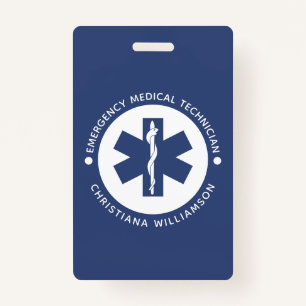 Custom EMT Symbol Emergency Medical Technician ID Badge