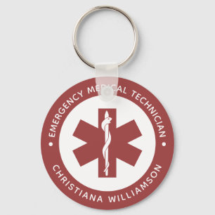 Custom EMT Symbol Emergency Medical Technician Key Ring