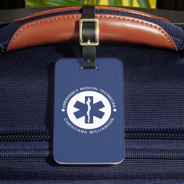 Custom EMT Symbol Emergency Medical Technician Luggage Tag (Front Insitu 2)