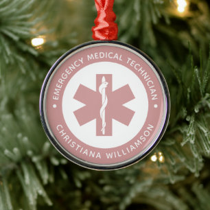 Custom EMT Symbol Emergency Medical Technician Metal Tree Decoration